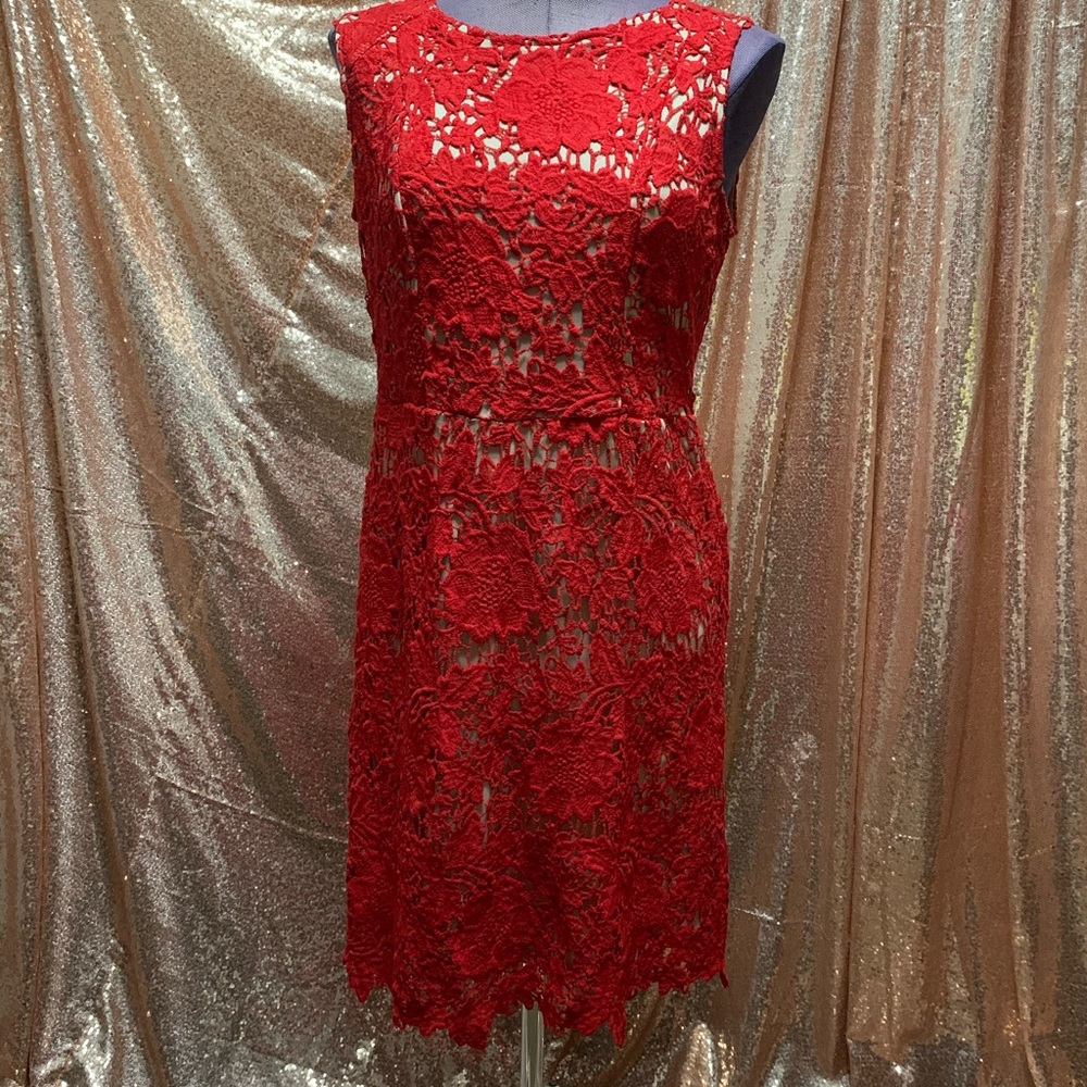 Ryan Michelle Red Lace Dress XL Knee Length